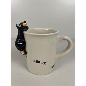 Big Sky Carvers Bearfoots Black Bear Climbing Ceramic Coffee Mug Cream 3D Cub